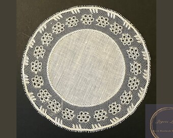 Dentelle Ancienne En Coton Fait Main - Blanc, Motif Fleuri, Pour Ameublement
