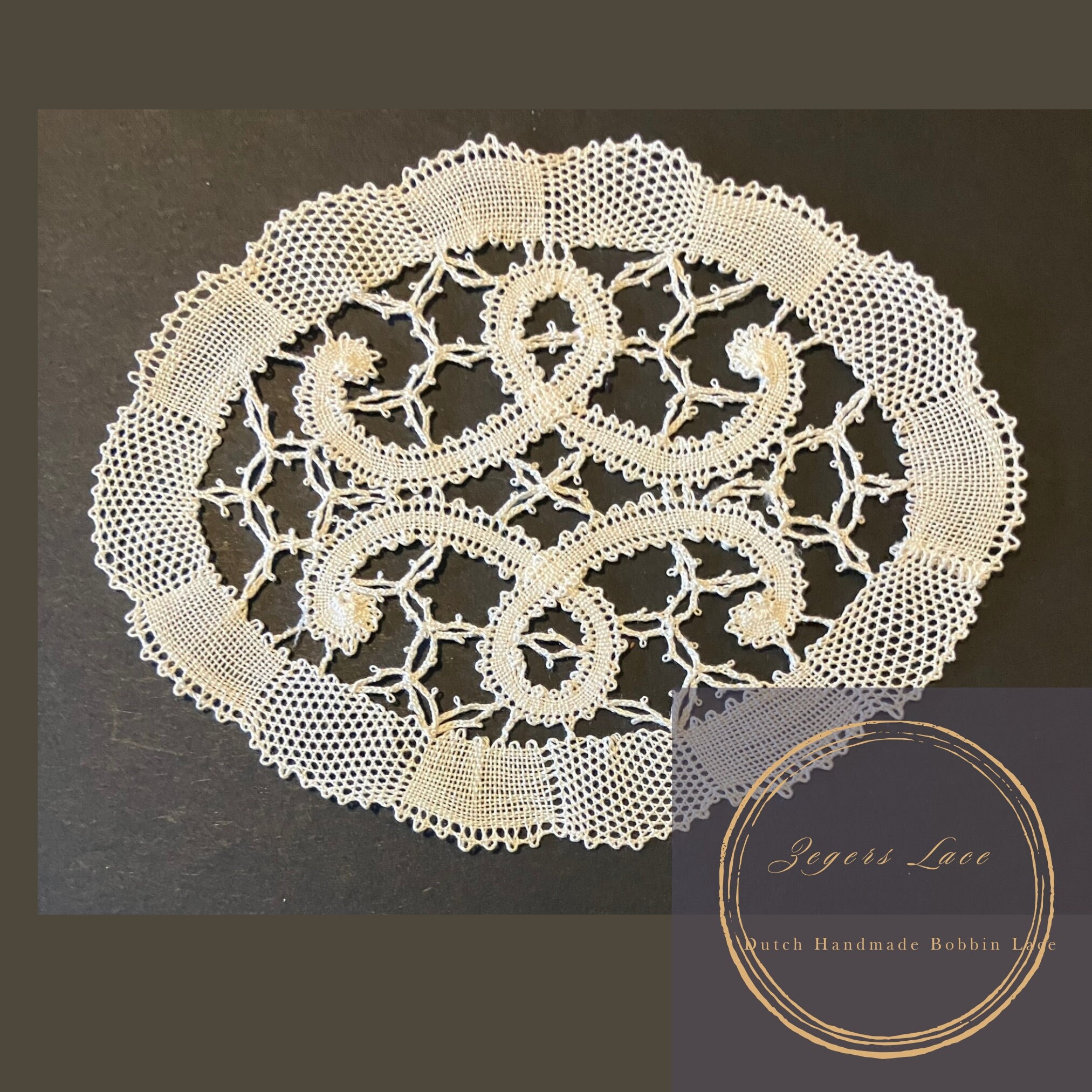 Vintage Handmade Bobbin Lace Coaster - Floral Design, 1980s Lace by Nellie