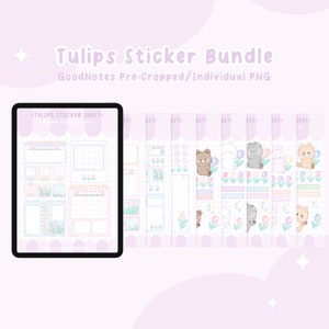 BUNDLE, Planner Stickers, Cute Planner Stickers, Cute Digital Planner, Kawaii Digital Planner, Cute Planner, Cute Notebook, Tulips