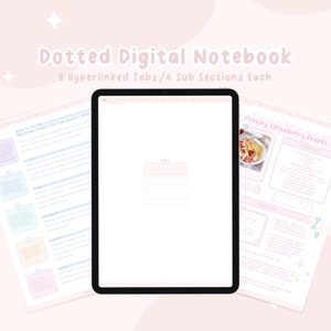 Digital Notebook, Dotted Paper, Pink Notebook, Pink Planner, Minimalist Planner, Cute Planner, Kawaii Planner, Kawaii Notebook, School Notes
