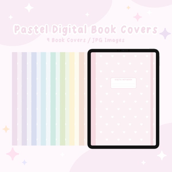 Digital Notebook Covers, GoodNotes, GoodNotes Book Covers, Pastel Digital Notebook, Pastel Digital Planner, Cute Planner, Kawaii, Minimal
