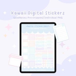 Digital Stickers, Cute Stickers, Cute Digital Stickers, Pastel Digital Stickers, Kawaii Stickers, Kawaii Digital Stickers, Digital Planner