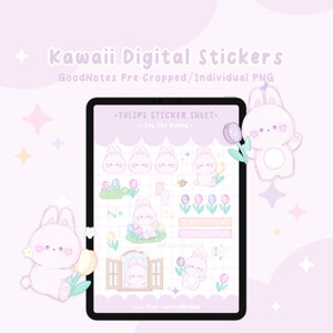 Bunny Stickers, Digital Stickers, PNG Stickers, Digital Planner, Digital Journal, GoodNotes Stickers, Kawaii Stickers, Cute Stickers, Kawaii