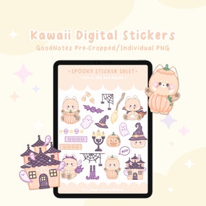 Spooky Stickers, Digital Stickers, Planner Stickers, PNG Stickers, GoodNotes Pre Cropped, Kawaii Stickers, Digital Planner, Digital Notebook