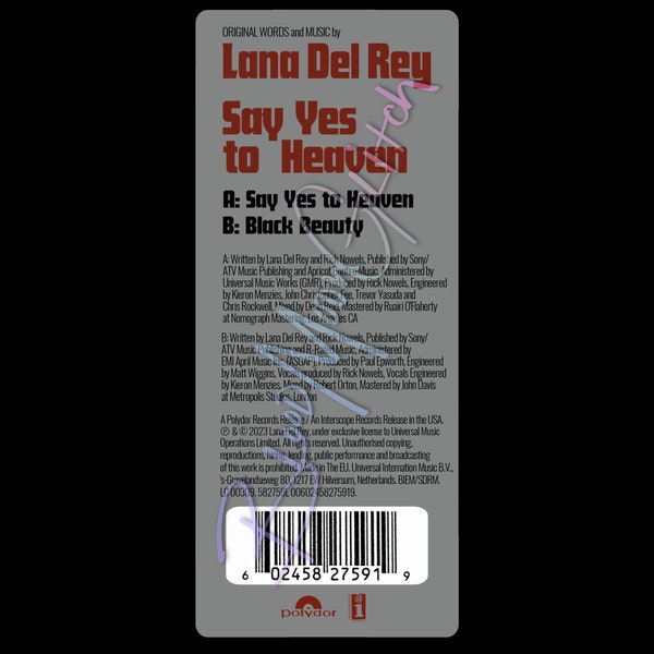 Lana Del Rey - Say Yes To Heaven Picture Disc - Hype Sticker