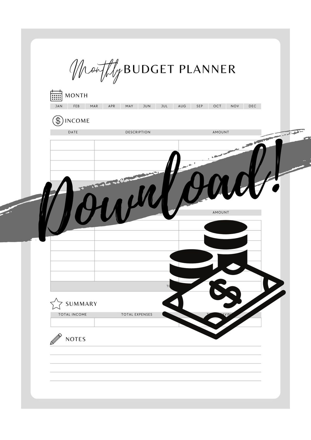 Digital Monthly Budget Planner Etsy