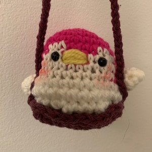 Crochet Penguin Car Charm: Retro Swinging Car Accessory