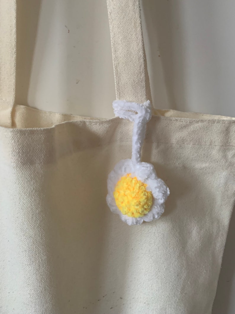 Gehäkelte Blume hängende Accessoires, Taschenzubehör, weiche Ergänzung Gelb