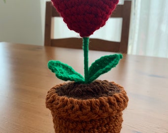 Gehäkelte Herzpflanze im Topf - Handgemachte Topfpflanze - einzigartige Geschenke - Ein Geschenk für Ihren Geliebten