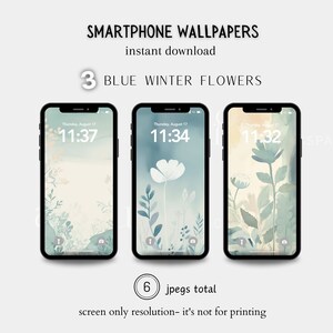 iPhone Wallpaper Winter, Flower Wallpaper, Digital Blue Background, Aesthetic Wall Paper, Floral Wallpaper For Iphone, Android Vol.1