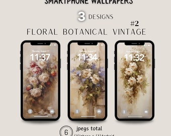 Vintage iPhone Wallpaper Floral, Vintage Flower, Spring Botanical Aesthetic, Phone Wallpaper Digital Download, Aesthetic iPhone Wallpaper #2