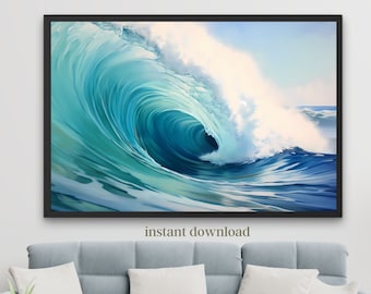 Waves Painting 4, Large Wall Art, Ocean Wave Art For Beach Wall Decor, Beach Art For Beach House Decor, Beach Theme Room, Beach House Gift