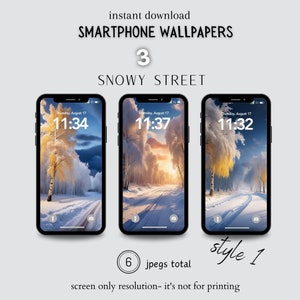 iPhone Wallpaper Winter, Snow Winter Photography, Phone Wallpaper Digital Download, Aesthetic iPhone Background, Natural Watercolor Set, #1