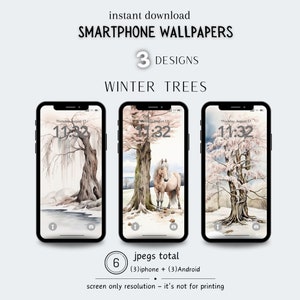 iPhone Wallpaper Winter, Winter Forest. Winter Tree Wallpaper, Phone Wallpaper Digital Download, Aesthetic iPhone Wallpapers, iPhone Set