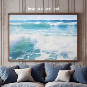 Waves Painting 2, Large Wall Art, Ocean Wave Art For Beach Wall Decor, Beach Art For Beach House Decor, Beach Theme Room, Beach House Gift