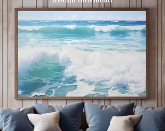Waves Painting 2, Large Wall Art, Ocean Wave Art For Beach Wall Decor, Beach Art For Beach House Decor, Beach Theme Room, Beach House Gift