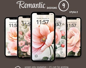 Vintage iPhone Wallpaper Floral, Vintage Flower, Valentine Vintage Roses Phone Wallpaper Digital Download, Valentine iPhone Wallpaper Set 2