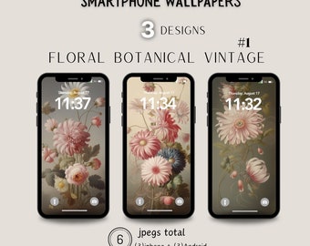Vintage iPhone Wallpaper Floral, Vintage Flower, Spring Botanical Aesthetic, Phone Wallpaper Digital Download, Aesthetic iPhone Wallpaper #1