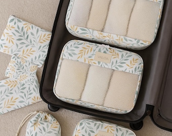 Mesh Detailed Digital Printed 3 Pcs Packing Cubes