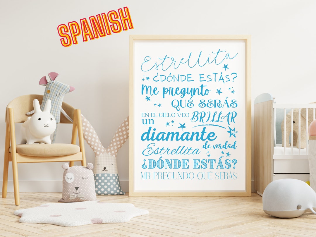 Twinkle Twinkle Little Star in Spanish Mid Blue Nursery Etsy
