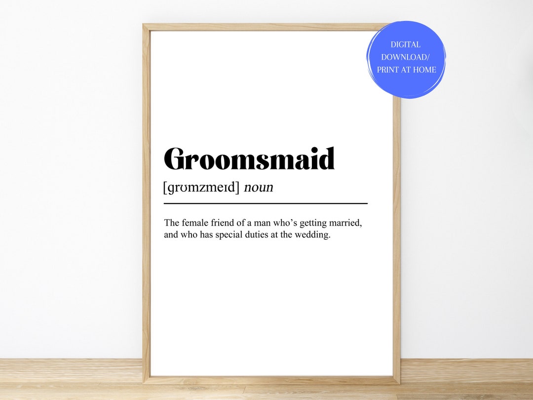 Groomsmaid Printable Kitsch Kitchen Dictionary Definition Etsy