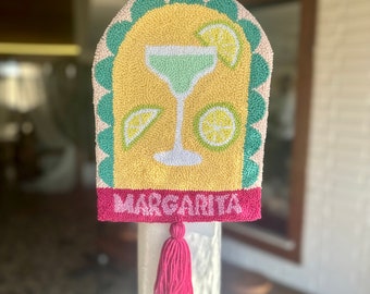 Margarita Glass Wall Hanging, Tufted Wall Decor, Tufted Wall Art, Wall Decor, Christmas Gift,Gift for Her, Home Gift