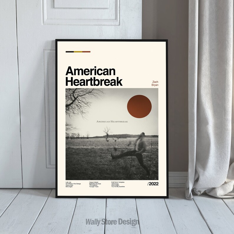 American Heartbreak Poster, American Heartbreak Print, Retro Modern ...