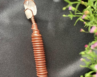 Copper Tensor Energy Wand: Quartz Crystal, Space Cleansing Meditation Tool