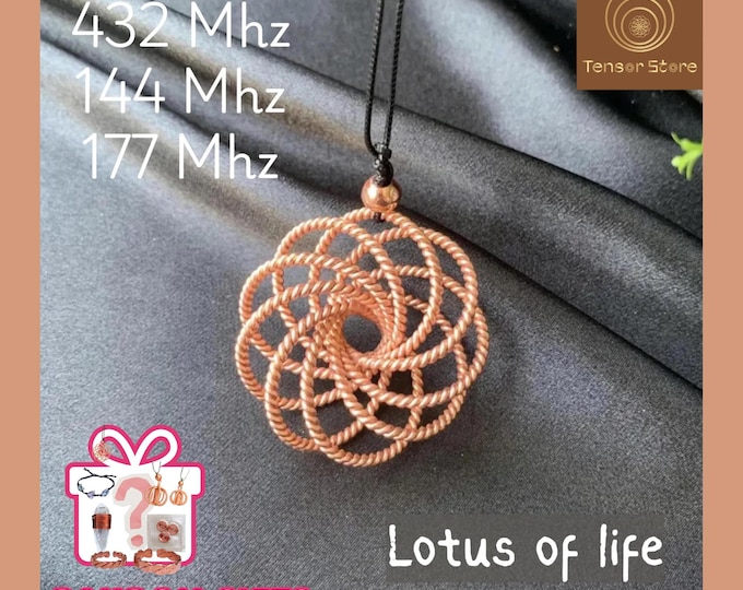 Tensor Flower of Life Pendant – Copper Tensor Trio 528, 432, 144 MHz, Solfeggio Frequency Necklace, Wellness Gift for Dad, Spiritual Gift