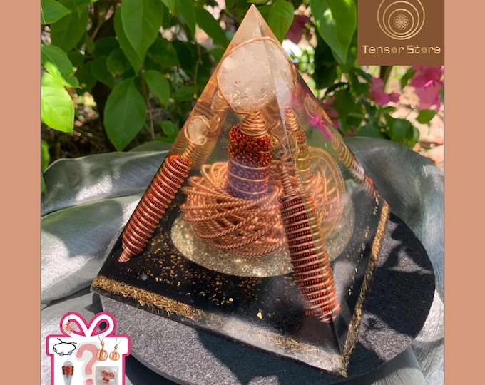 Orgonite Pyramid: Quartz Sphere, Rodin Coil, Tensor Ring - EMF Protection