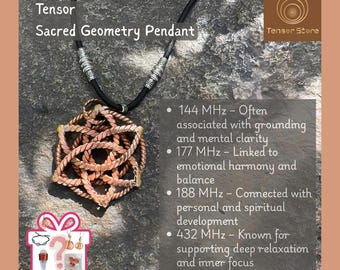 Hexagram Flower Tensor Pendant: Pure Copper Energy Necklace