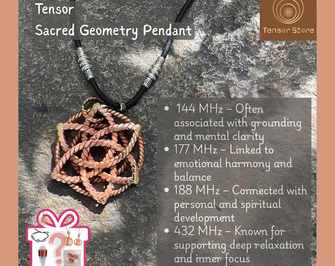 Hexagram Flower Tensor Pendant: Pure Copper Energy Necklace