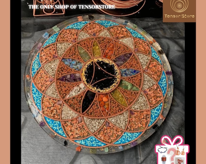 Cosmic Mandala Copper Meditation Disc: Chakra Stones, Sacred Geometry Decor
