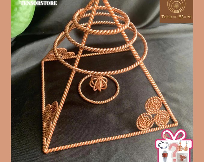 Copper Tensor Pyramid with Harmonizer & Triskelion Coils - Sacred Geometry