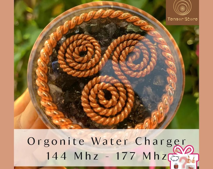 Orgonite Water Charging Plate: Shungite, Lapis, Copper Triskelion Coil