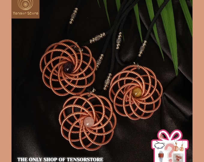 Tensor Flower of Life Pendant – Copper Tensor Trio 528, 432, 144 MHz, Solfeggio Frequency Necklace, Wellness Gift for Dad, Spiritual Gift