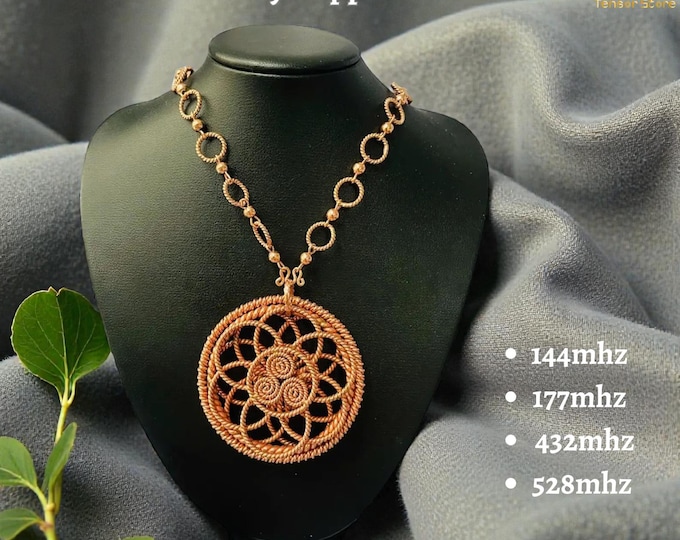 Sacred Geometry Copper Necklace – Flower of Life & Triskelion with Solfeggio Frequencies