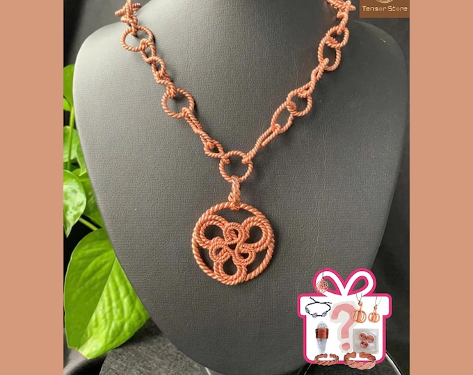 Handmade Tensor Ring Double Heddeka Pendant: Sacred Geometry Necklace