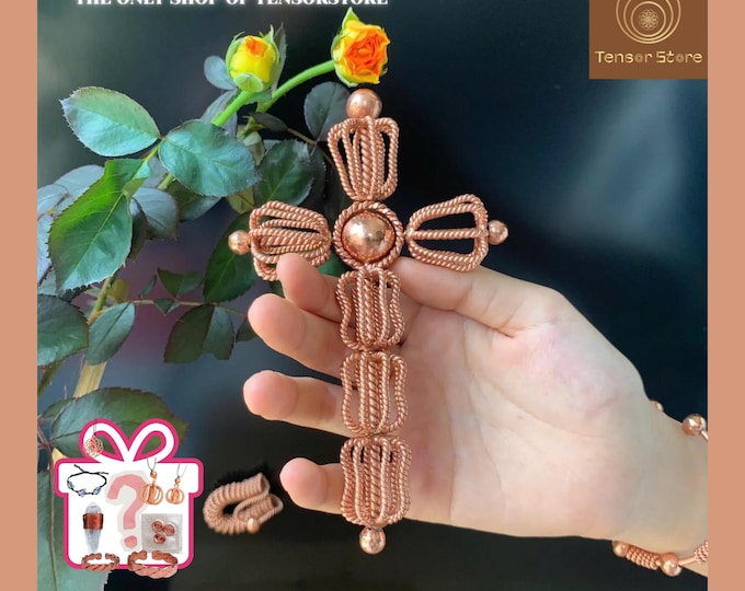 Handmade Copper Tensor Cross 177MHz - Reiki Healing & Meditation