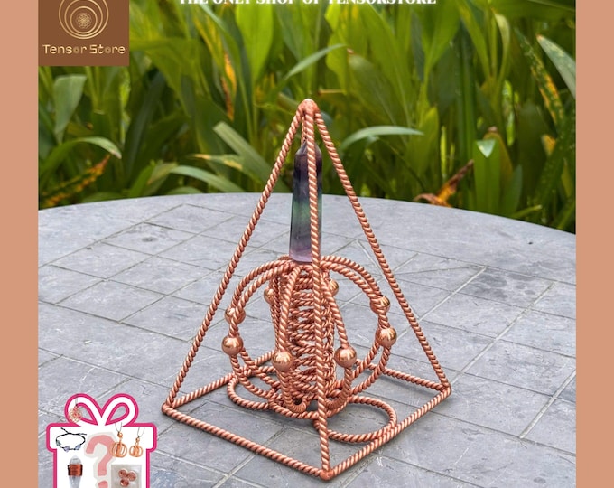 Fluorite Crystal Pyramid: Red Copper Energy Harmonizer, Sacred Geometry Decor