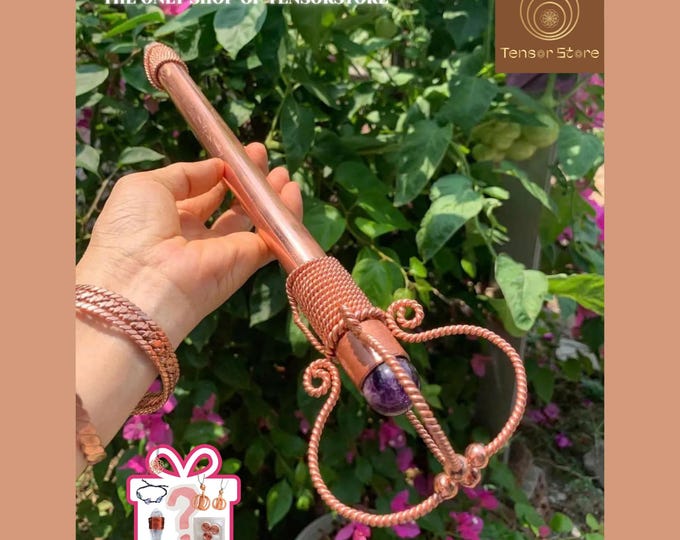 Orgonite Energy Wand: Amethyst Sphere, Copper Coils, Sacred Geometry