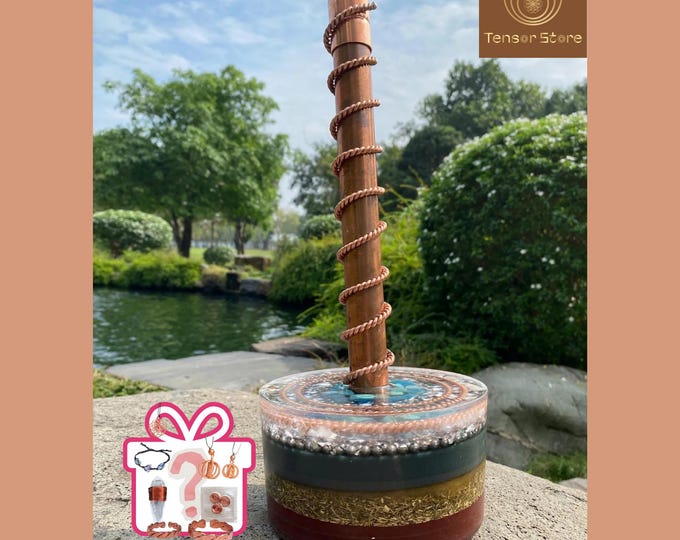 Cloud Buster with Shungite & Metal Base, Meditation Energy Tool, Copper Orgone Device, Reiki Decor, Tensor Ring, Tensor Store, Orgonite