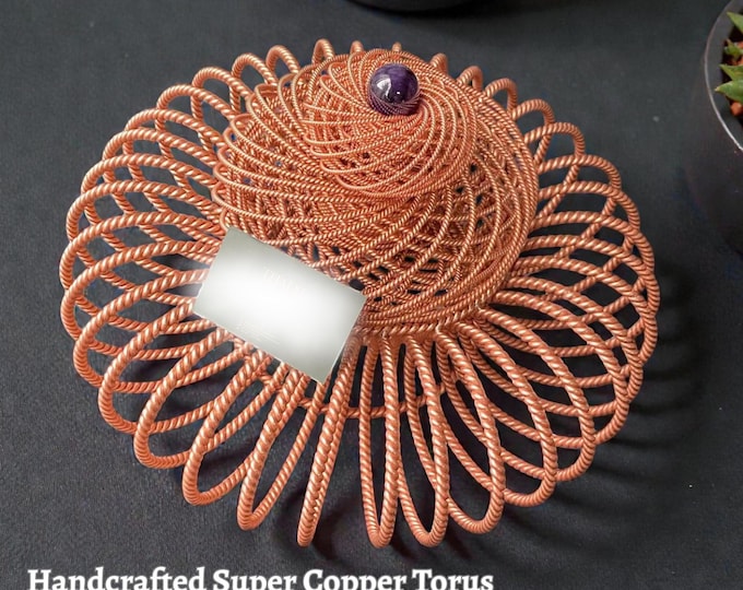 Handcrafted Super Copper Torus | Sacred Geometry Energy Field | 432MHz · 177MHz · 144MHz | Includes Free Quartz Sphere