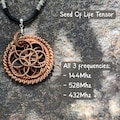 Tensor Flower of Life Pendant – Copper Tensor Trio 528, 432, 144 MHz, Solfeggio Frequency Necklace, Wellness Gift for Dad, Spiritual Gift product logo