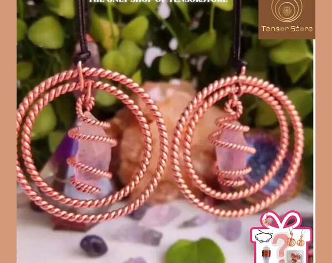 Tensor Pendant Mix Amethyst Crystal, Tensor Ring, Crown Chakra Grounding Jewelry, Gift for Her, Spiritual Gift for Yoga Teacher