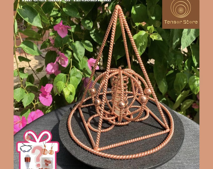 Copper Pyramid Harmonizer: Citrine Crystal, Sacred Geometry Meditation Tool