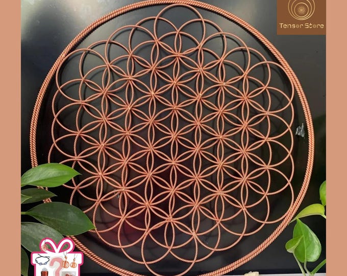 Featured listing image: Flower of Life Copper Tensor Ring: Chakra Healing Energy Grid