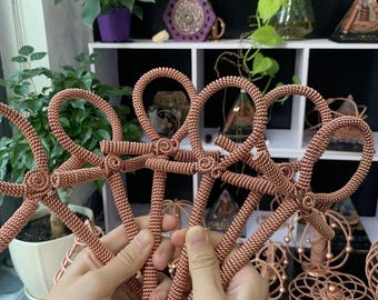 Handmade Copper Ankh Tensor Ring: Spiritual Energy Pendant, Sacred Cubit