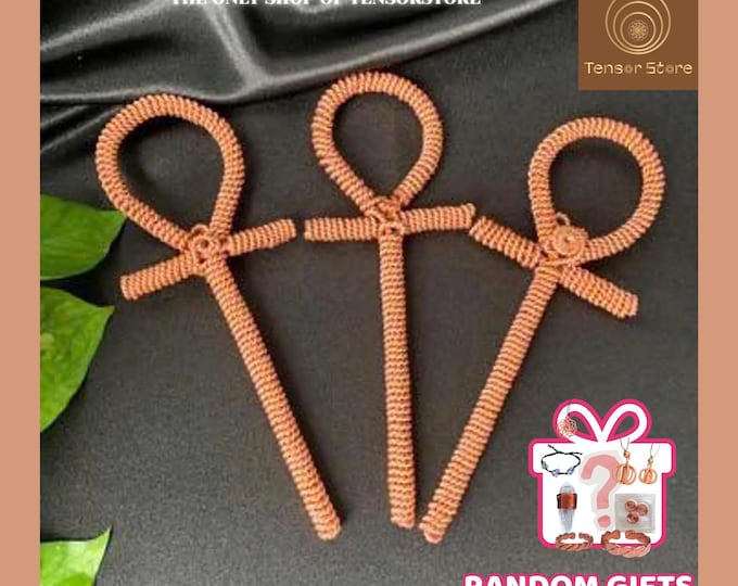 Handmade Copper Ankh Tensor Ring: Spiritual Energy Pendant, Sacred Cubit