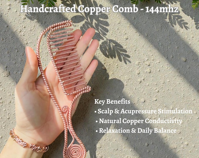 Tensor Copper Comb 144MHz | Handcrafted Copper Energy Comb | Natural Scalp Massage | Grounding & Relaxation Tool